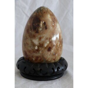 Vtg 1970's Italy Exquiste Brown White Gray Speckled Alabaster Marble Stone Egg